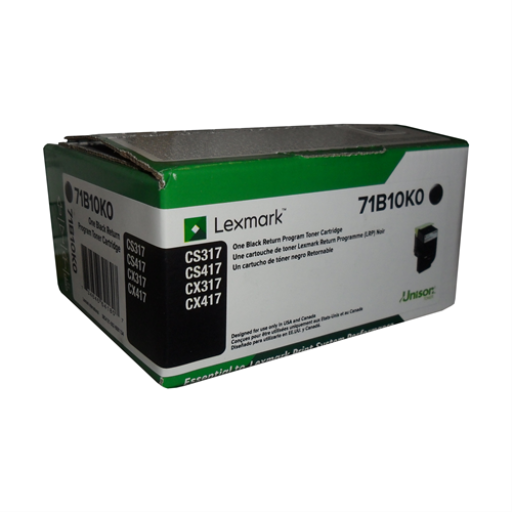 Lexmark CS/CX317, 417, 517 Black Return Programme 3K Toner Cartridge Part no.: 71B10K0 Lexmark