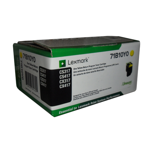 Lexmark CS/CX317, 417, 517 Yellow Return Programme 2.3K Toner Cartridge Part no.: 71B10Y0 Lexmark