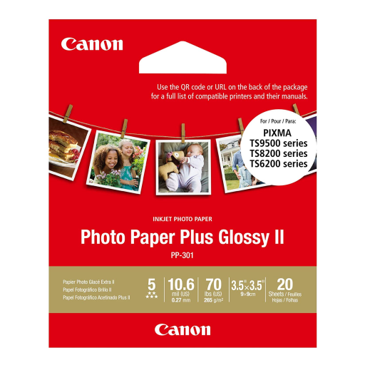 PP-301 3.5" x 3.5" Photo Paper Plus Glossy (20 sheets/pkg) Canon