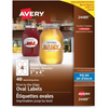 GLOSSY WHITE OVAL LABELS, 3" X 4", 10 SHTS/ENV., 60 LA Avery