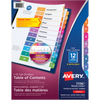 READY INDEX TABLE OF CONTENTS DIVIDERS, 12 TAB, 6 SETS Avery