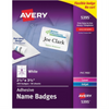 5395 NAME BADGE LABELS, 3 3/8" X 2 1/3" WHITE, 50 SHEETS/BOX Avery