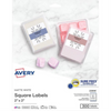 22806 PRINTTOTHEEDGE SQUARE LABELS, 2" X 2" , 25 SHTS/ENV Avery