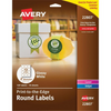 22807 GLOSSY WHITE ROUND LABELS 2" DIAMETER, 10 SHTS/ENV., 1 Avery