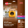 Avery Laser/Inkjet Glossy Clear Labels, 2" Diam., Permanent, 8 sheets/env, 96 labels/env Avery