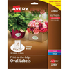 22804 GLOSSY WHITE OVAL LABELS, 1 1/2" X 2 1/2", 10 SHTS/ENV Avery