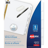 WRITEON DIVIDERS, 5 TAB, 1 SET, WHITE, BIG TAB Avery