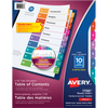 11188 READY INDEX TABLE OF CONTENTS DIVIDERS, 10 TAB, 6 SETS Avery