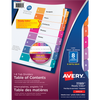 11189 READY INDEX TABLE OF CONTENTS DIVIDERS, 8 TAB, 6 SETS, Avery