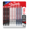 Sharpie S-Gel, Gel Pens, Medium Point (0.7mm), Black and Blue Gel Ink Pens, 12 Count Sharpie