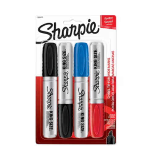 Sharpie King Size Permanent Markers, Chisel Tip, Assorted, 4/Pack ...