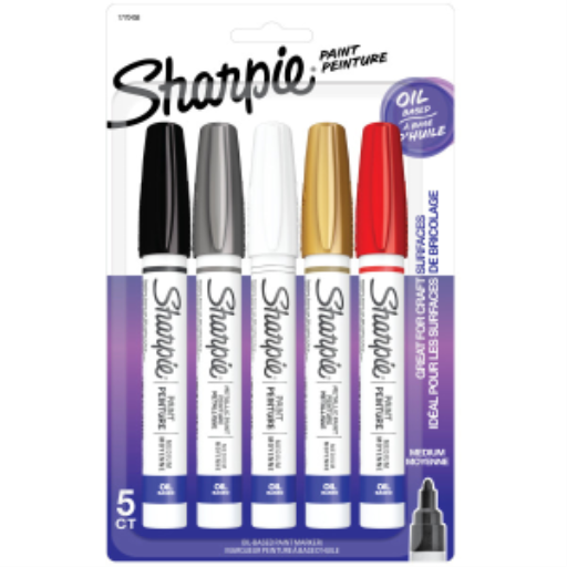 Sharpie Oil-Based Paint Markers, Medium Point, Assorted Colours, 5 ...