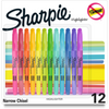 Sharpie Pocket Highlighters, Narrow Chisel Tip, Assorted, 12 Count Sharpie