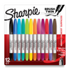 Sharpie Brush Twin Permanent Markers, Brush Tip Marker and Ultra Fine Tip Marker, Assorted Colours, 12 Count Sharpie