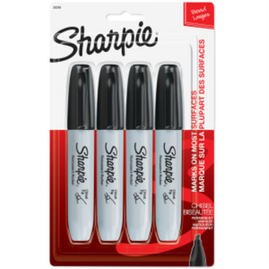Sharpie Permanent Markers, Chisel Tip, Black, 4 Count - Lakehead ...