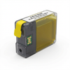A photorealistic studio product shot of the Balloon Brand Compatible Brother LC3013XL Yellow Ink Cartridge, showing the right side and front on a pure white background with a soft shadow.