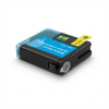 Photorealistic studio product photograph of the Balloon Brand Compatible Brother LC401XL Cyan ink cartridge.