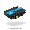 High-yield compatible LC103C cyan ink cartridge for Brother printers with blue protective clip.