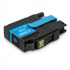 A photorealistic studio photograph of the Balloon Brand Compatible Brother LC103 Cyan ink cartridge, angled to the right on a pure white background with a soft natural shadow. The cartridge has a black body, blue label with white text, blue lever, and green circuit chip.