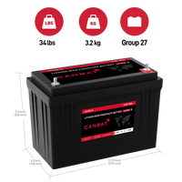 Canbat 12V 125Ah Dual Purpose Lithium Battery (LiFePO4) w/ bluetooth monitoring Lakehead Inkjet & Toner