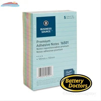 ADHESIVE NOTES, RULED, 4" X 6", PASTEL, SELFADHESIVE, 5/PK Office