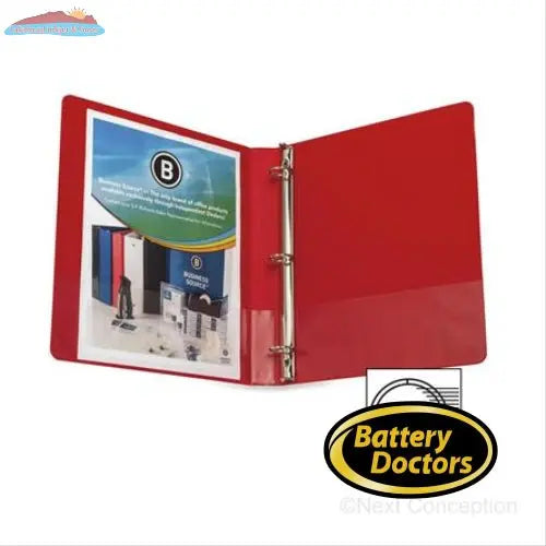 BUSINESS SOURCE RING BINDER, 1" CAPACITYFASTENER, VINYL, RED Office