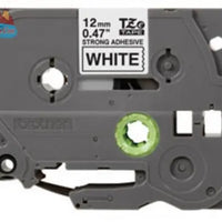 Brother Genuine TZe-S231 Black on White Extra Strength Adhesive Tape for P-touch Label Makers, 12 mm wide x 8 m long Brother