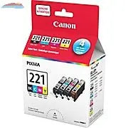 CLI221 Black, Cyan, Magenta & Yellow 4 Color Ink Pack SKU 2946B017 Canon