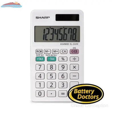 EL244WB SHARP 8 DIGIT CALCULATOR WITH LARGE DISPLAY, DUAL PO Sharp