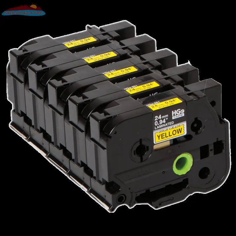 HGE6515PK  HIGH GRADE LAMINATED TAPES 24MM-BLACK ON YELLOW Brother