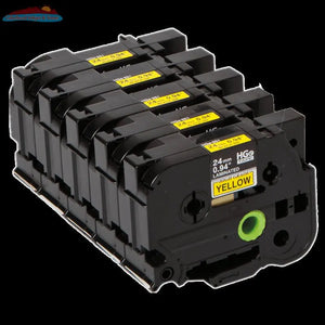 HGE6515PK  HIGH GRADE LAMINATED TAPES 24MM-BLACK ON YELLOW Brother
