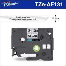 TZEAF131 Brother ACID FREE TAPES - BLACK ON CLEAR 12MM Brother